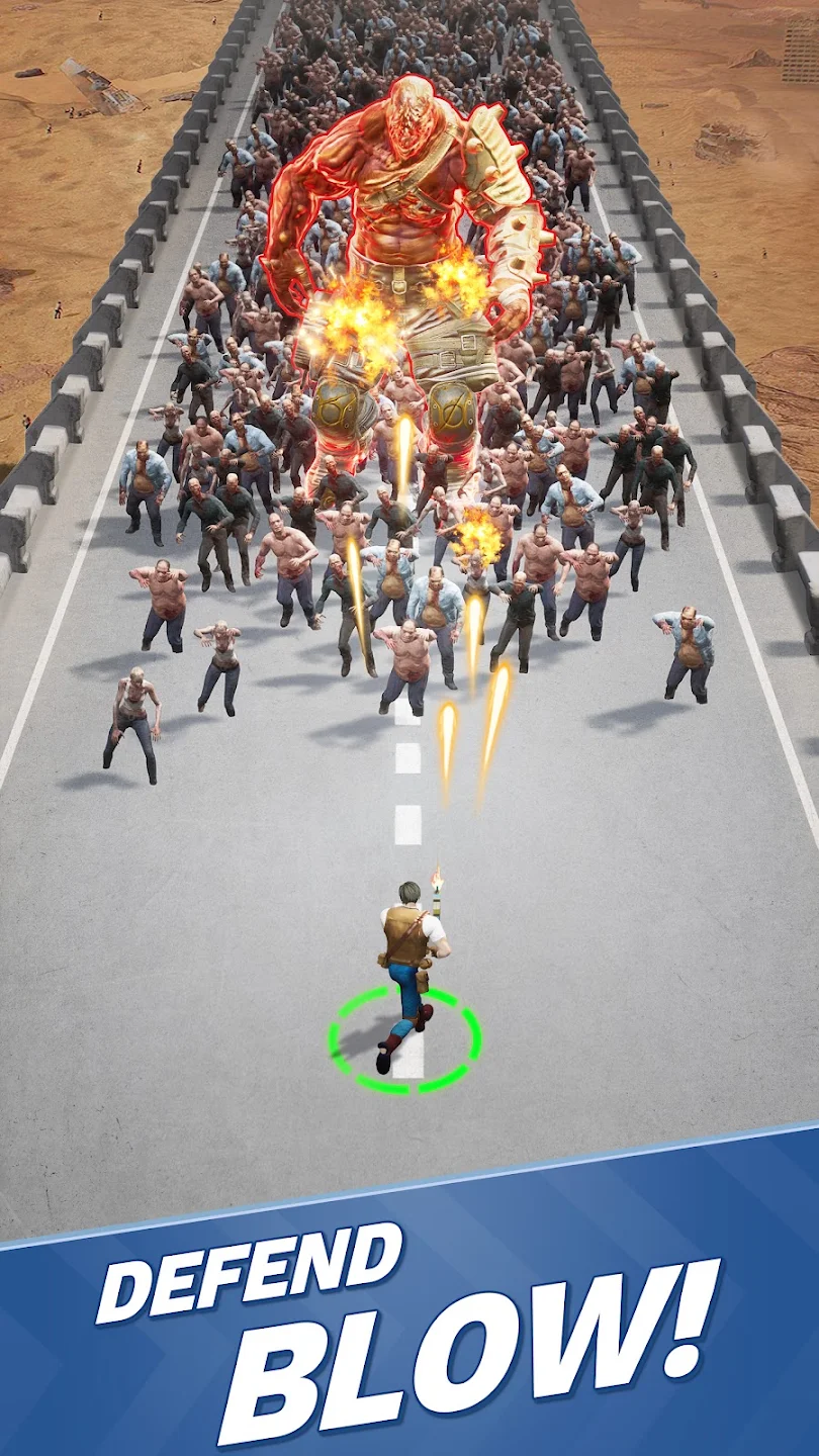 Combattimento in Zombie Waves tra effetti e nemici